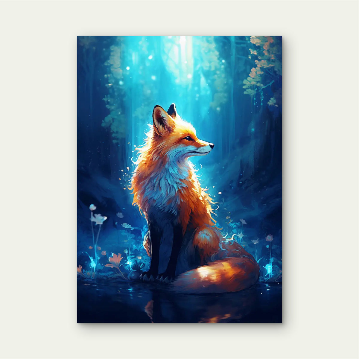 Mystic Forest Fox Fantasy 40x60cm Metal Print Ready to Hang
