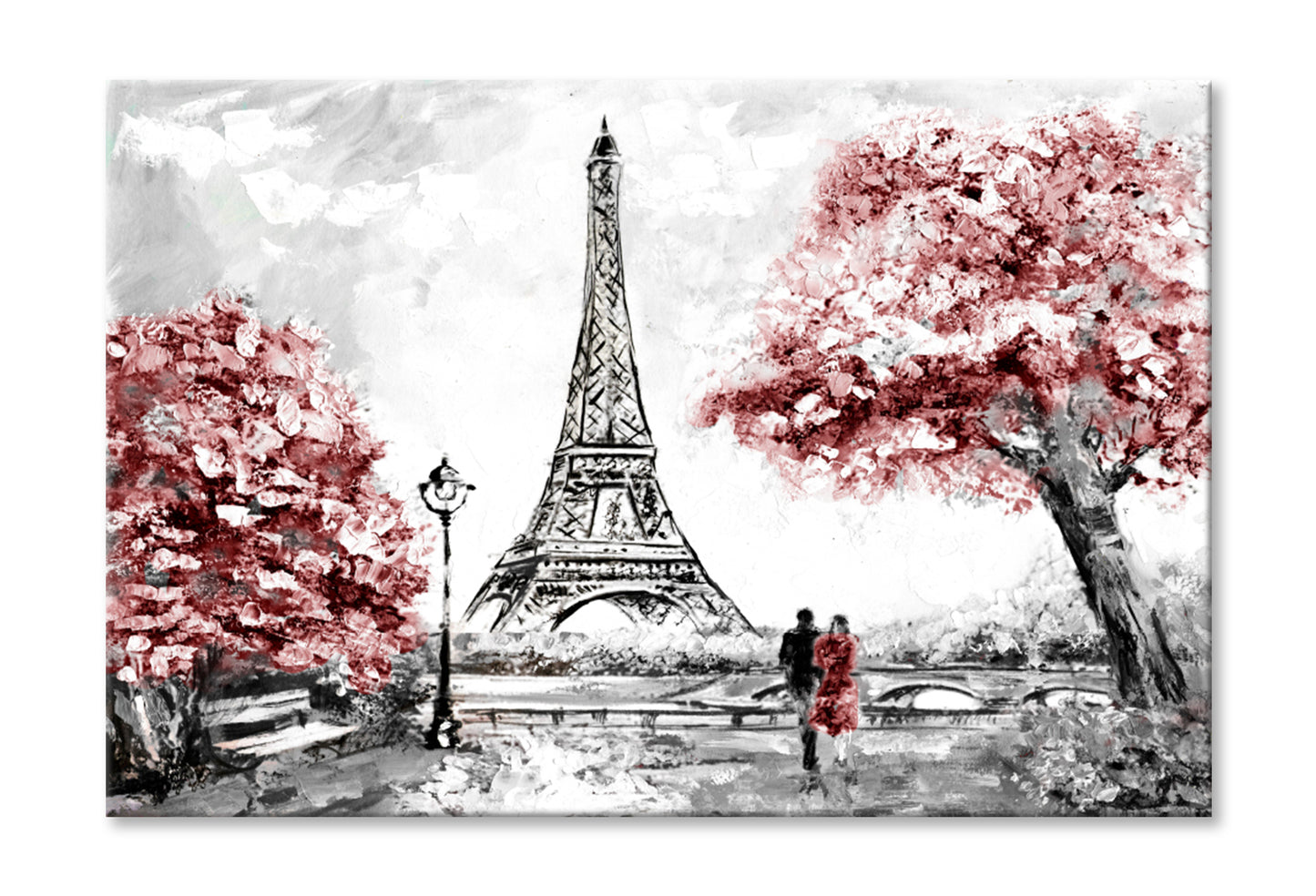 Street View of Paris Oil Painting Wall Art Limited Edition High Quality Print Stretched Canvas None