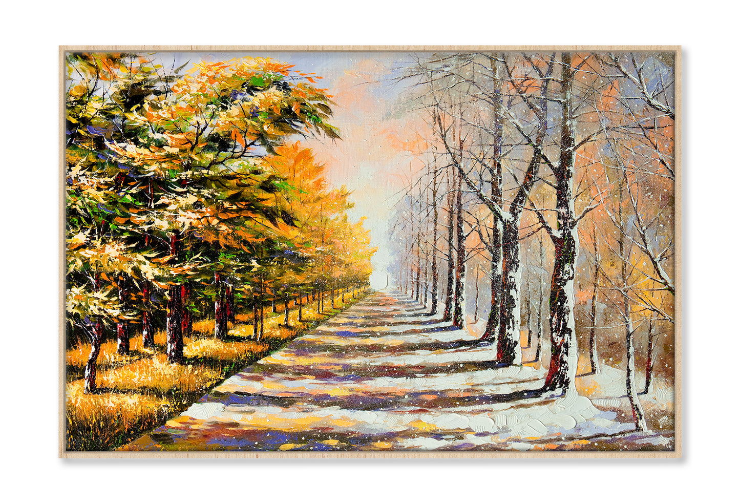 Allegory On Theme Winter Season & Autumn Season Painting Wall Art Limited Edition High Quality Print Canvas Box Framed Natural