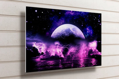 Full Moon Lightning Strike UV Direct Aluminum Print Australian Made Quality