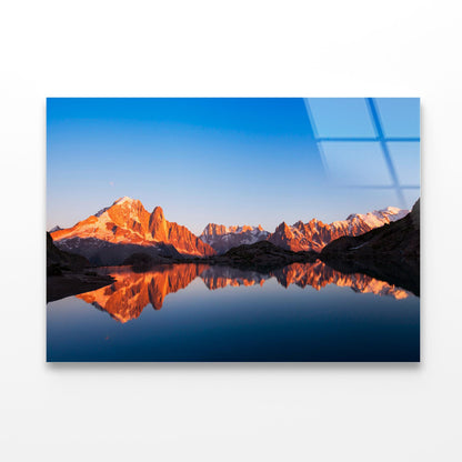 Mountain Landscape at Sunset with Reflection in Lake Acrylic Glass Print Tempered Glass Wall Art 100% Made in Australia Ready to Hang