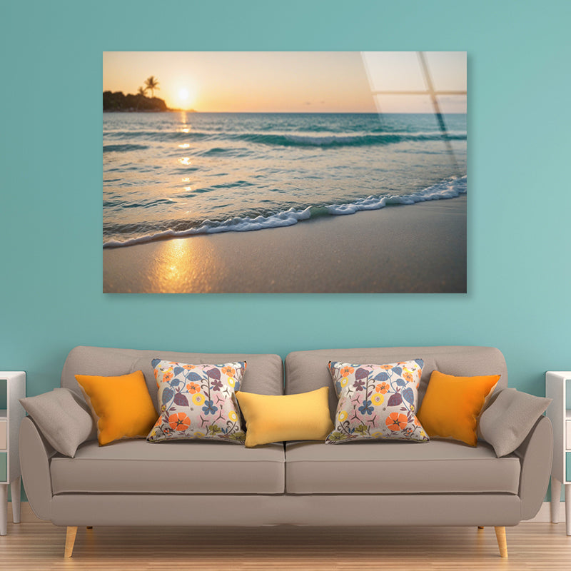 Blurred Tropical Beach View Acrylic Glass Print Tempered Glass Wall Art 100% Made in Australia Ready to Hang