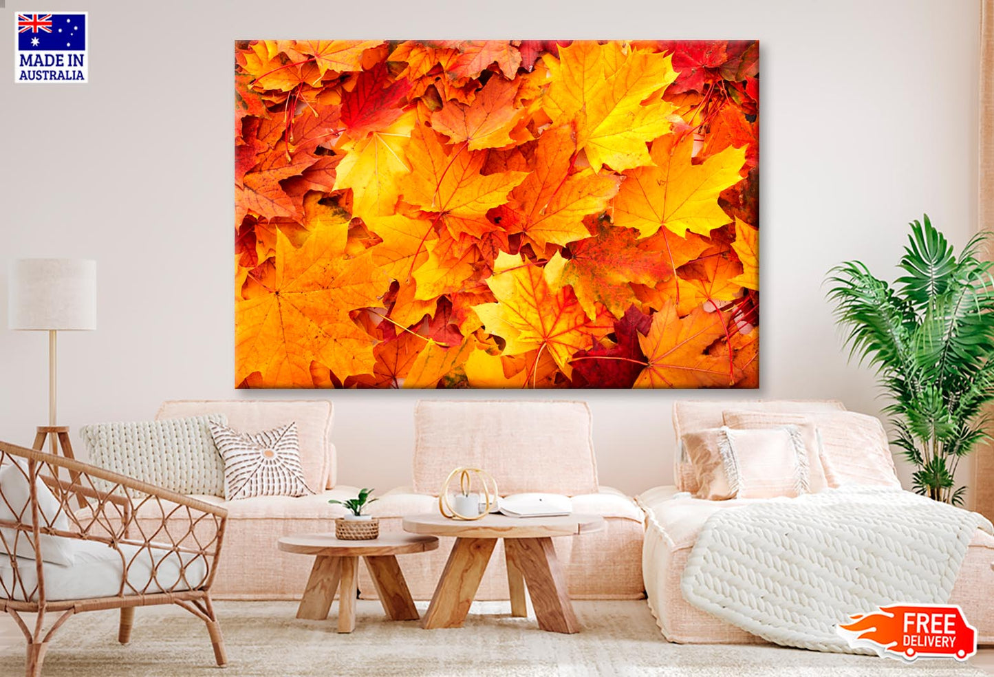 Autumn Orange Leaves View Wall Art Decor 100% Australian Made