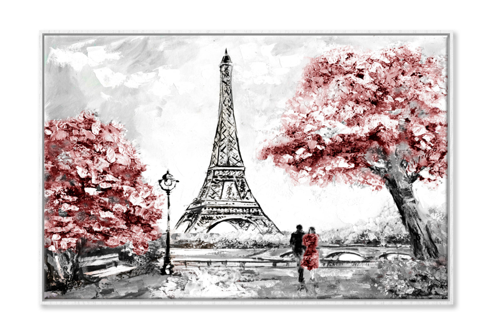 Street View of Paris Oil Painting Wall Art Limited Edition High Quality Print Canvas Box Framed White