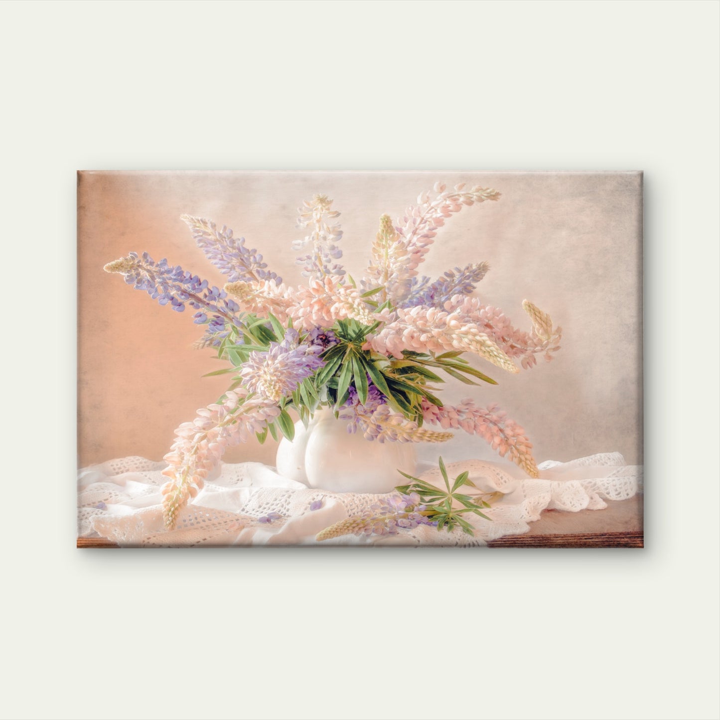 Soft Pastel Lavender Lupine Rustic Floral Bouquet Wall Art Decor 100% Australian Made