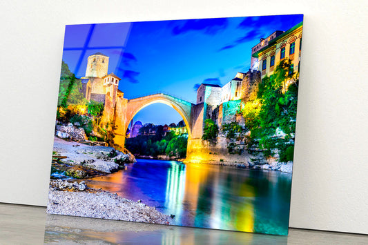 Bosnia Bridge & Blue Sky Acrylic Glass Print Tempered Glass Wall Art 100% Made in Australia Ready to Hang