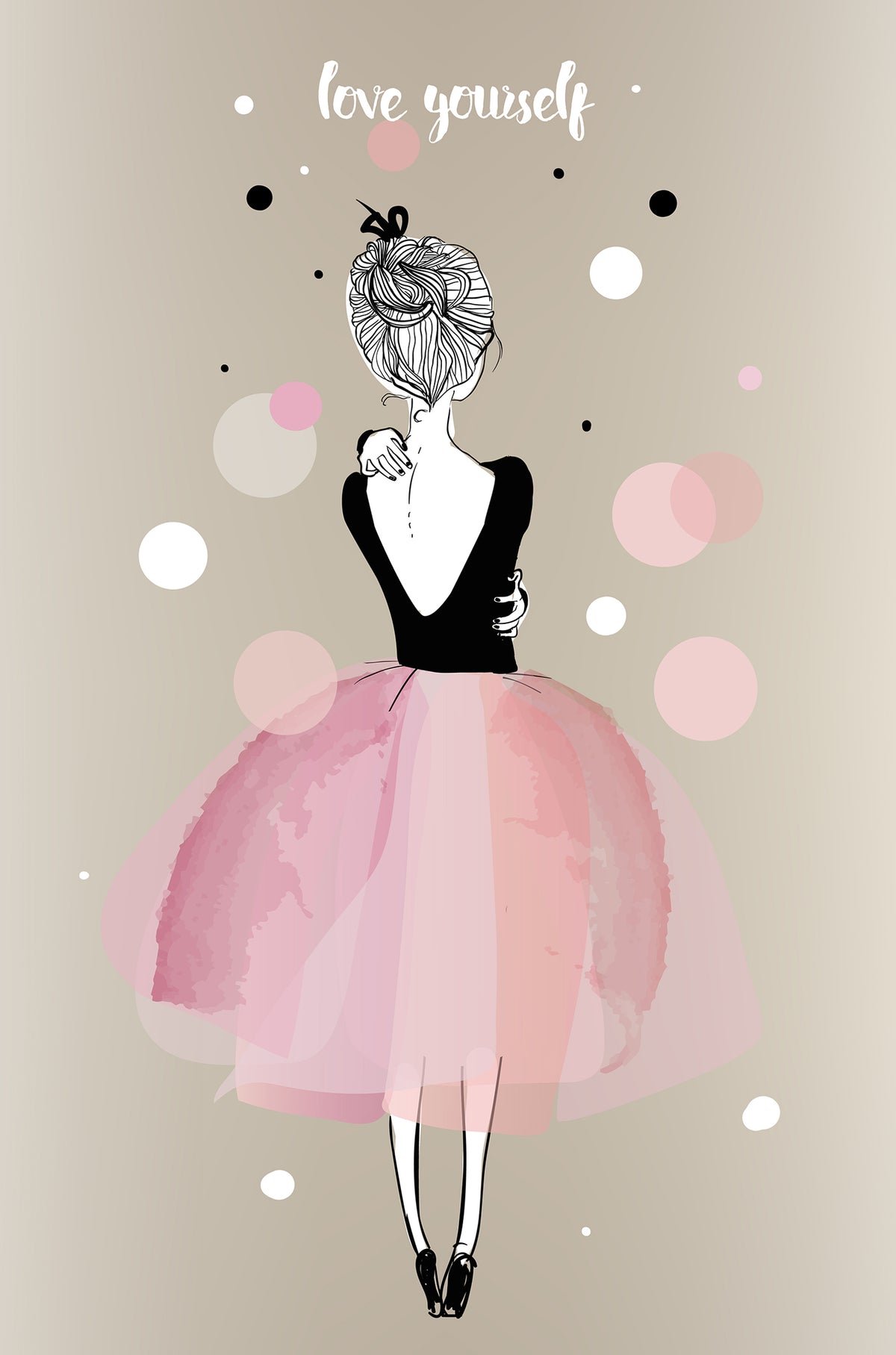 Pink Ballerina Love Youself Quote 60x90cm Metal Print Ready to Hang
