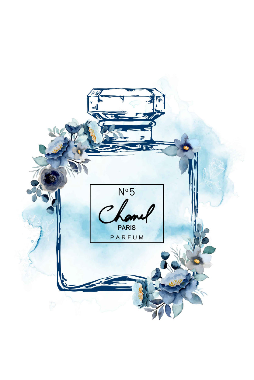 Fashion Perfume with Blue Shaded Flowers Print 100% Australian Made