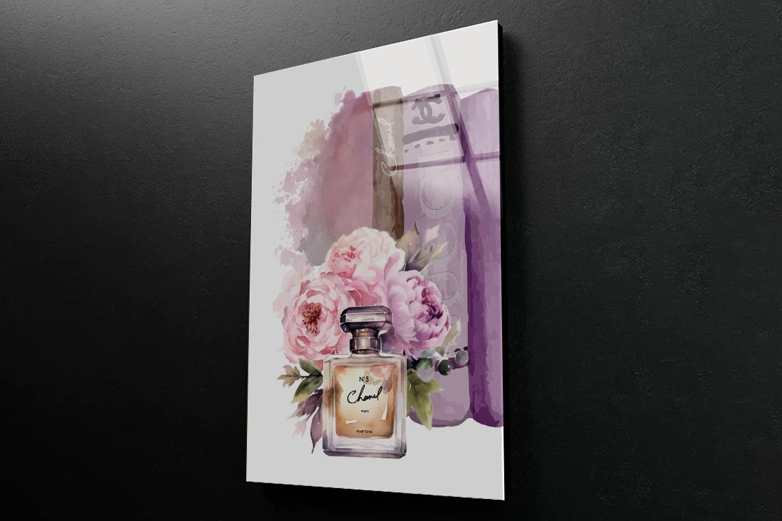 Brown Pink Shaded Perfume and Book set 3D Design Acrylic Glass Print Tempered Glass Wall Art 100% Made in Australia Ready to Hang