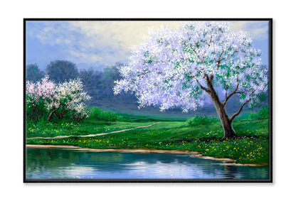 Spring Nature Trees Oil Painting Wall Art Limited Edition High Quality Print Canvas Box Framed Black