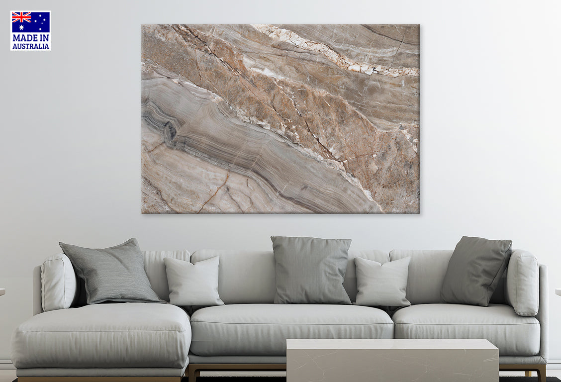 Grey Brown Marble Texture Patterns Wall Art Decor 100% Australian Made