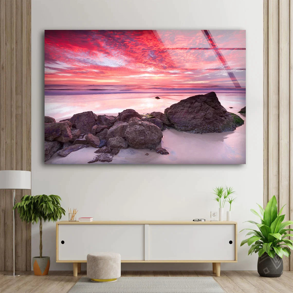 Beach with Rocks Sunset UV Direct Aluminum Print Australian Made Quality