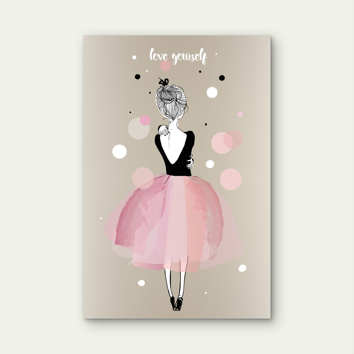 Pink Ballerina Love Youself Quote 40x60cm Metal Print Ready to Hang