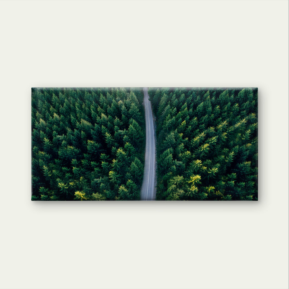 Green Pine Tree Forest Aerial View Highway Roadway Wall Art Canvas Office Home Framed 120x60cm