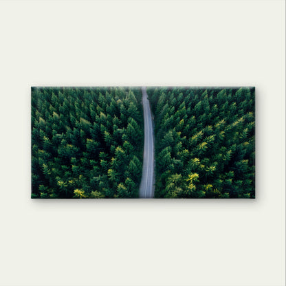 Green Pine Tree Forest Aerial View Highway Roadway Wall Art Canvas Office Home Framed 120x60cm