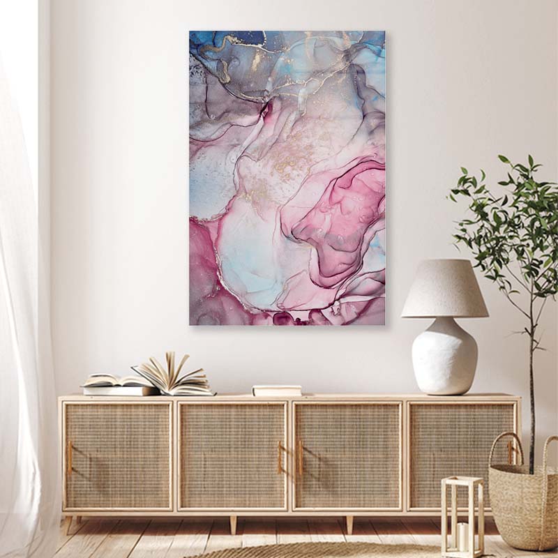 Pink Gold Ink Acrylic Glass Print Tempered Glass Wall Art 100% Made in Australia Ready to Hang