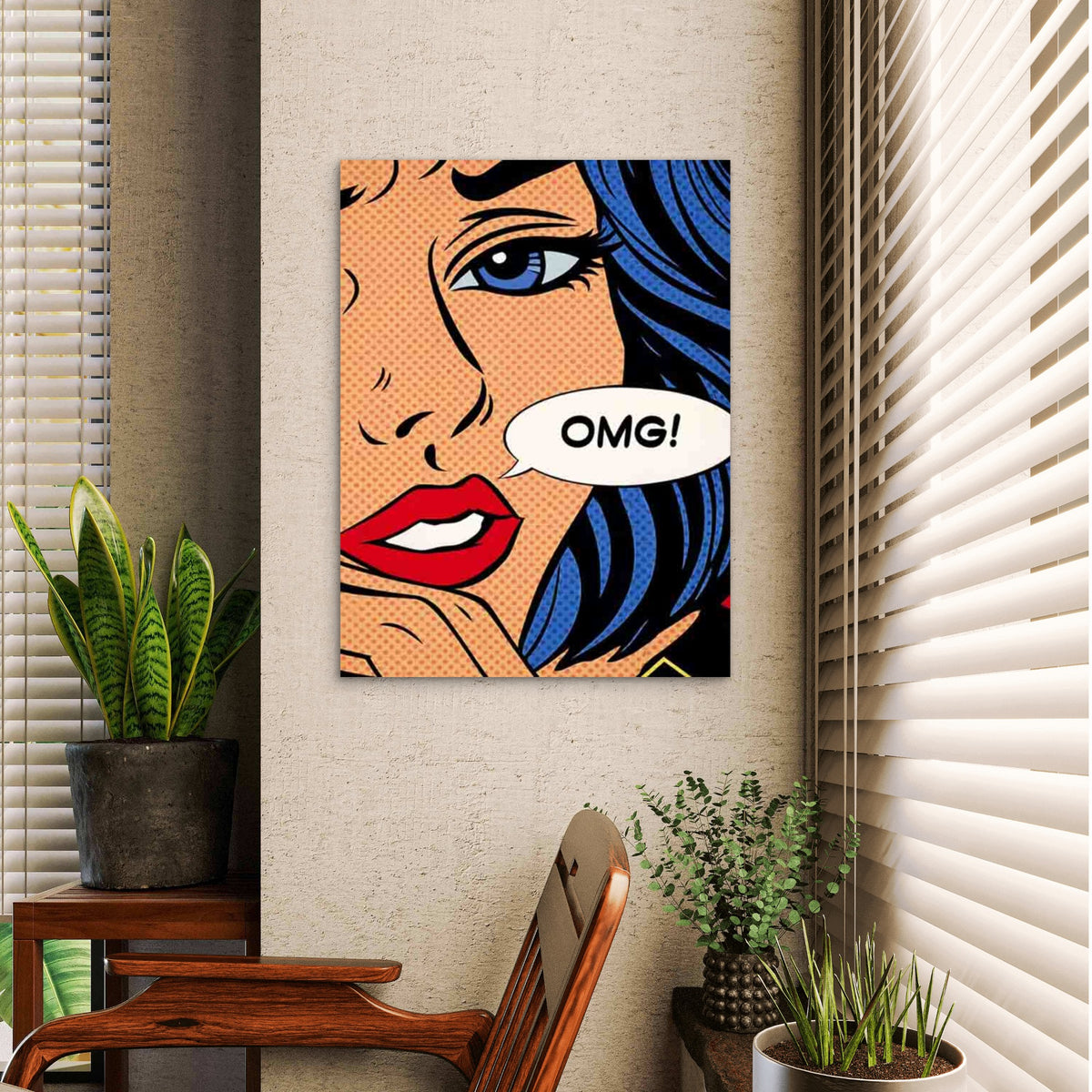 Featuring a Modern Retro Woman 40x60cm Metal Print Ready to Hang