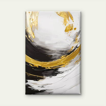 Black Gold White Brush Stroke Abstract Print 100% Australian Made