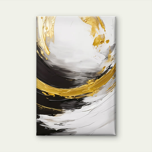 Black Gold White Brush Stroke Abstract Print 100% Australian Made