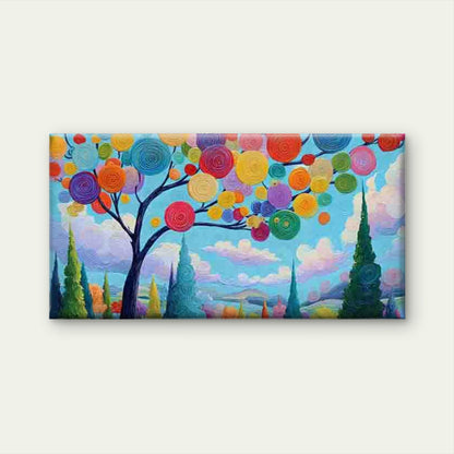 Abstract Multicolor Swirl Tree Wall Art Canvas Office Home Room Framed 120x60cm