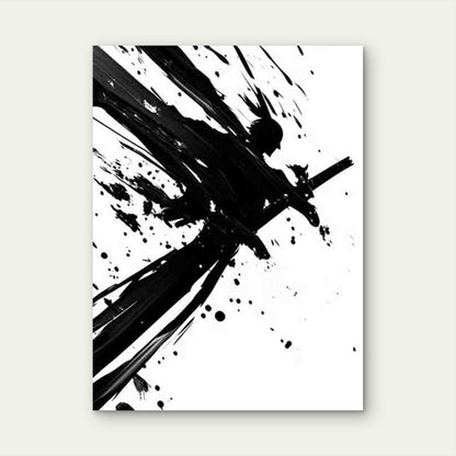Samurai Warrior Black Ink Splatter Abstract 40x60cm Metal Print Ready to Hang