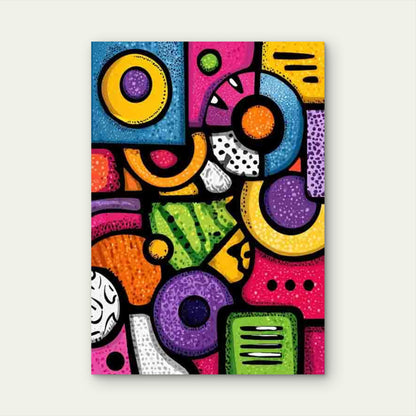 Abstract Retro Geometric Shapes Metal Print Ready to Hang