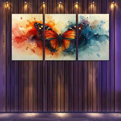 3pcs Vibrant Crystal Butterfly Wall Art Set Canvas Framed 40x60cm - High Quality Print 100% Australian Made Wall Canvas Ready to Hang