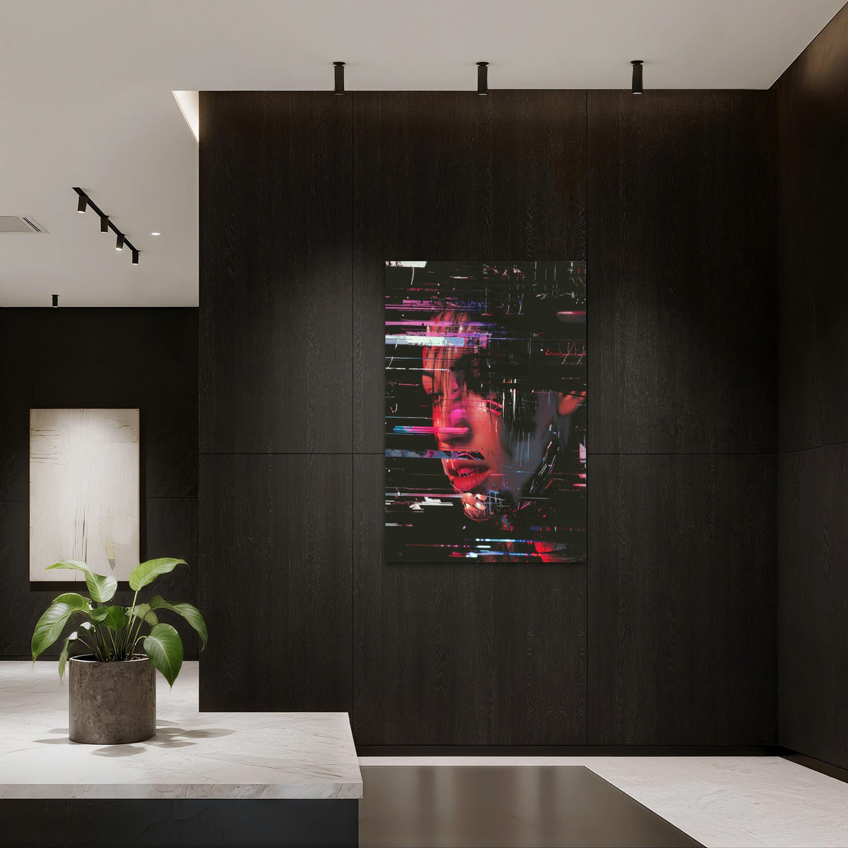 Noisy Glitched Face Glitch Portrait 60x90cm Metal Print Ready to Hang