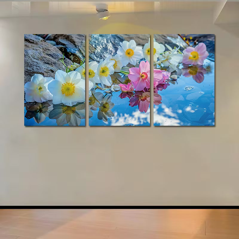3pcs Design with Pink Blooms & White Flowers Wall Art Set Canvas Framed 40x60cm - High Quality Print 100% Australian Made Wall Canvas Ready to Hang