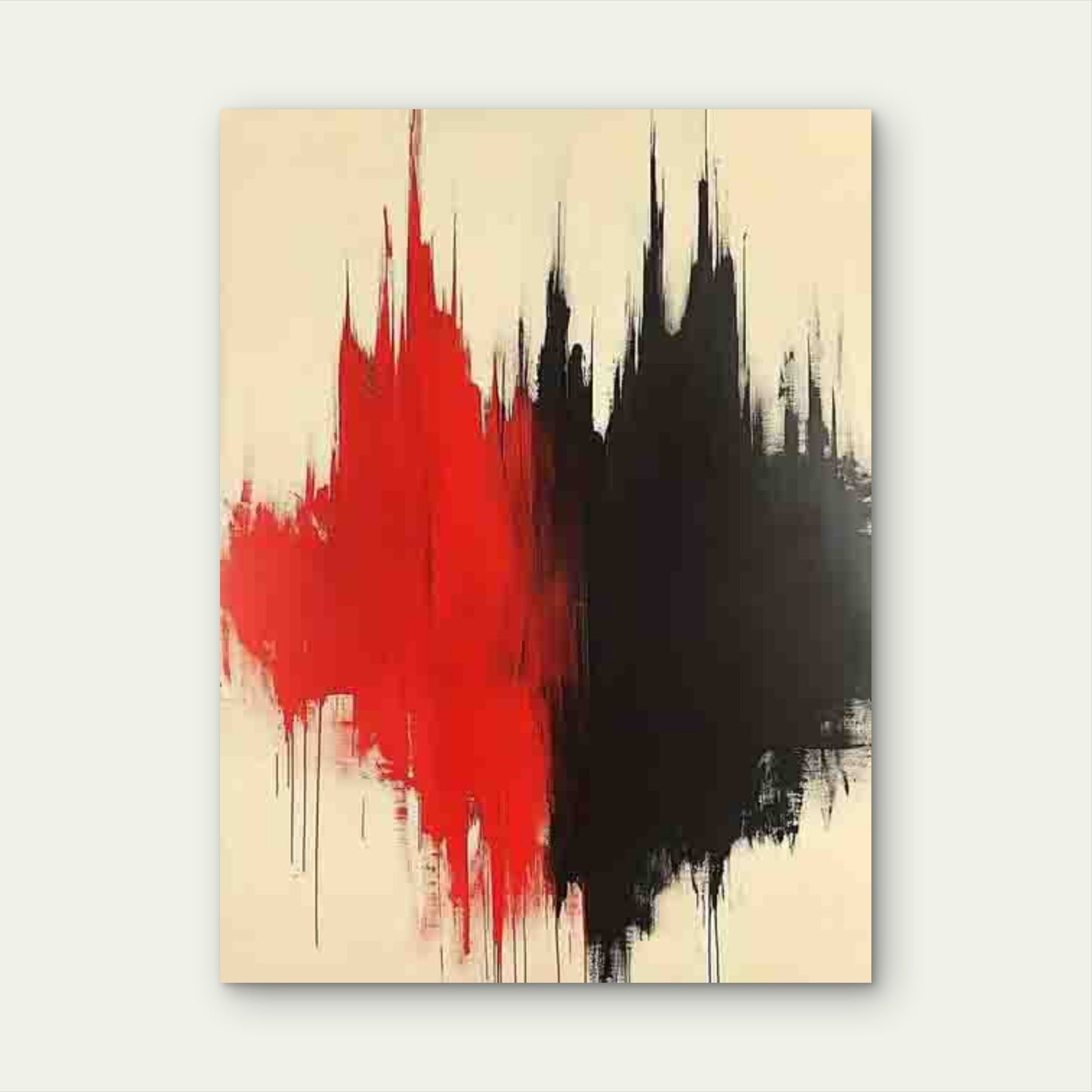 Black, White, And Red Abstract Metal Print Ready to Hang