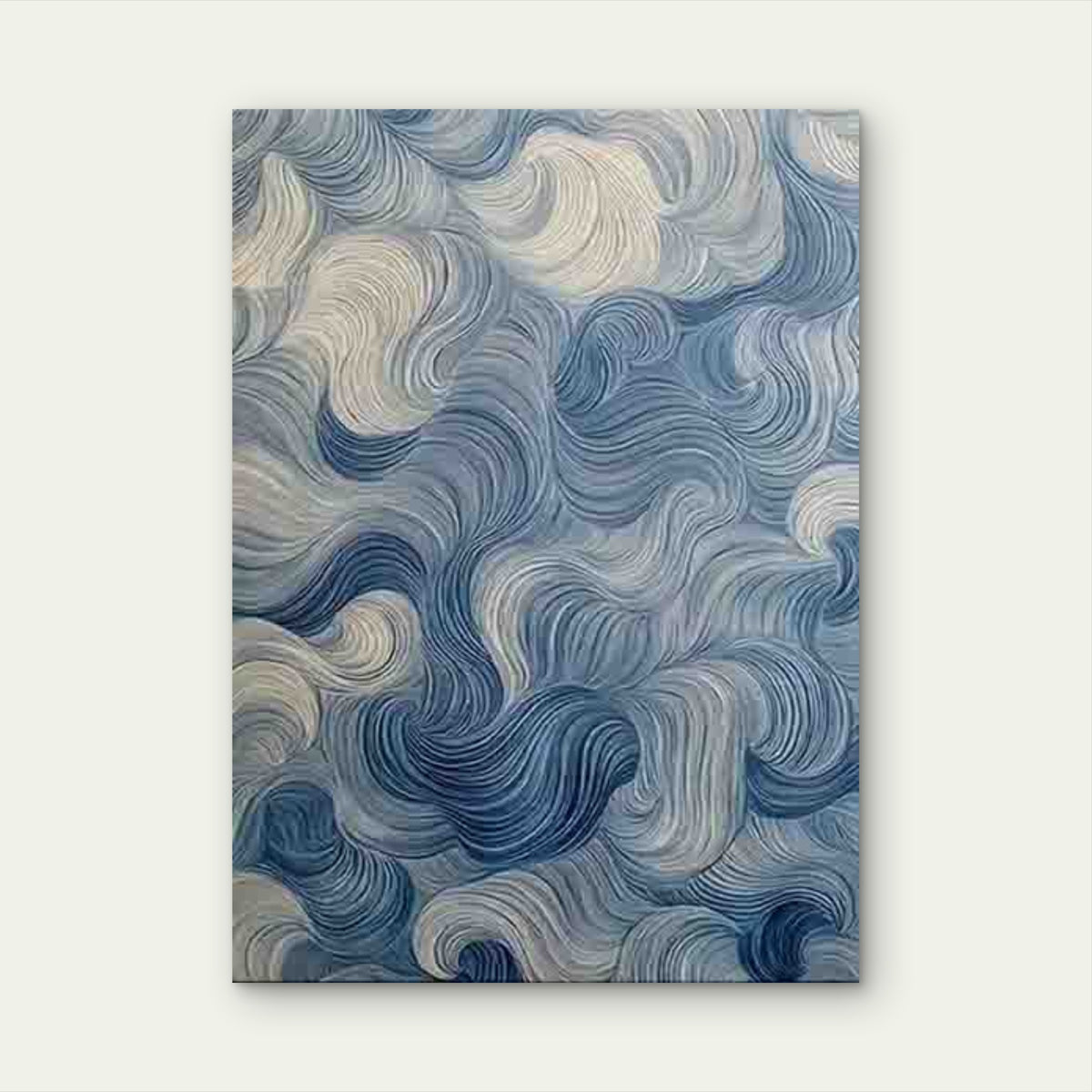 Abstract Blue White Wave Pattern 60x90cm Metal Print Ready to Hang