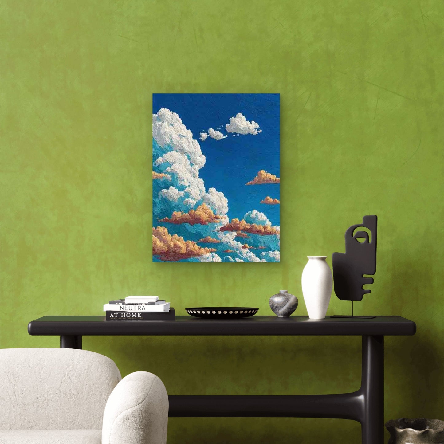 Depicting White Clouds Against a Blue Background 60x90cm Metal Print Ready to Hang
