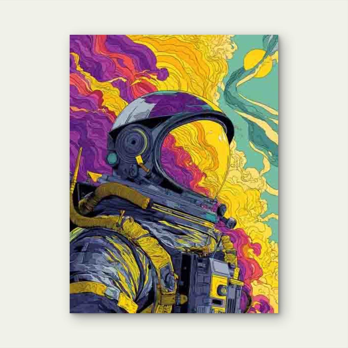 Psychedelic Astronaut Pop Art 40x60cm Metal Print Ready to Hang