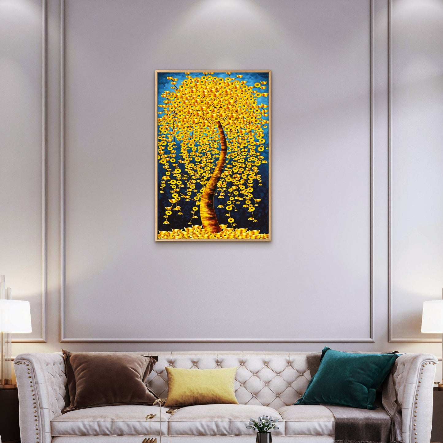 Yellow Flower Trees Painting Wall Art Decor 100% Australian Made