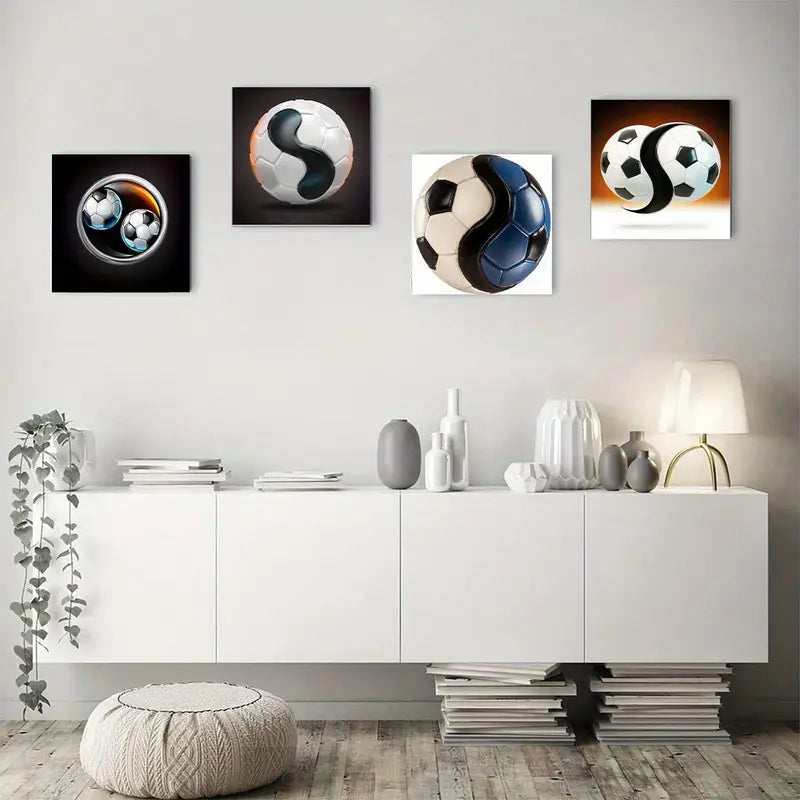 4pcs  Football Interior Designers Wall Art Canvas Framed