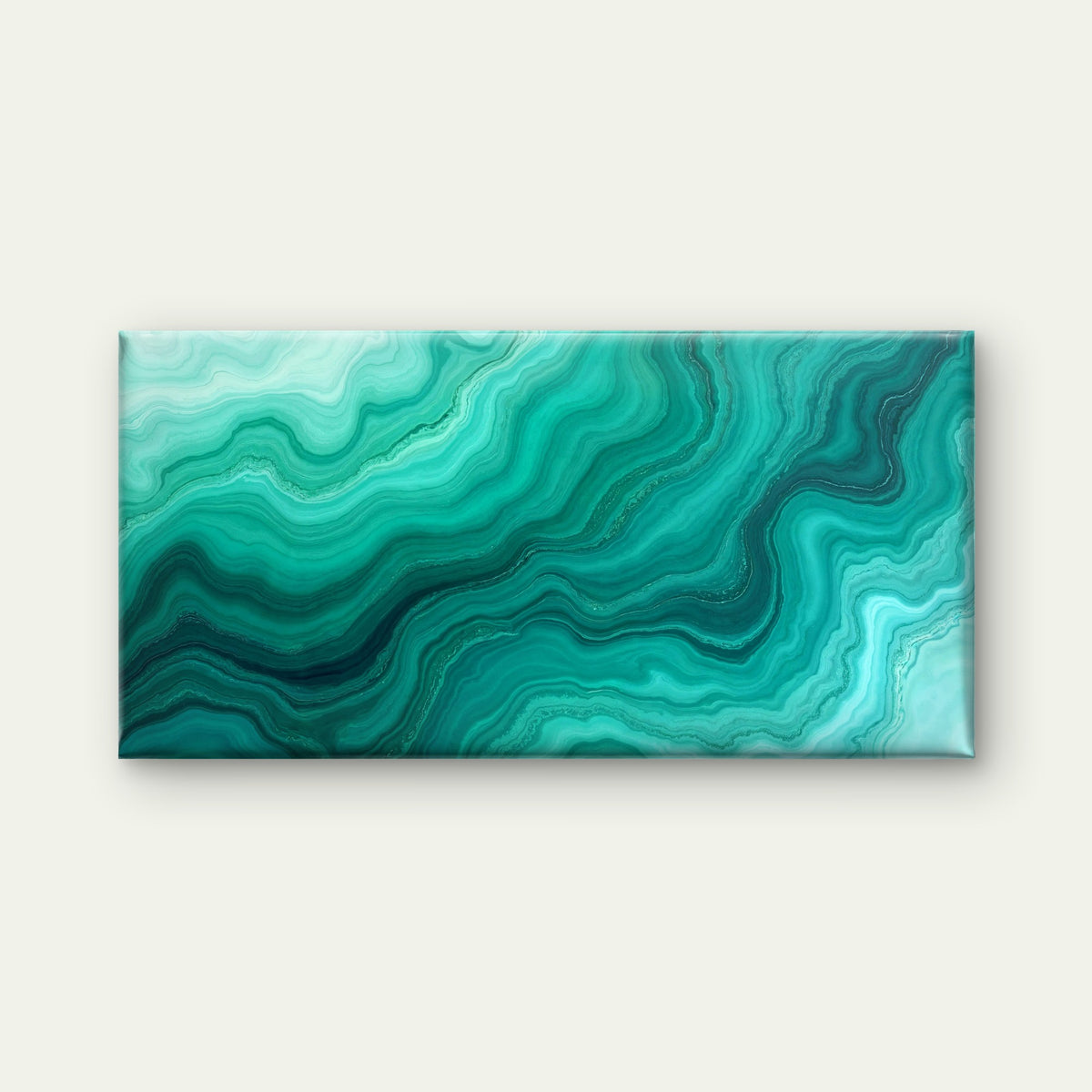 Emerald Teal Marble Waves Wall Art Canvas Office Home Room Framed 120x60cm