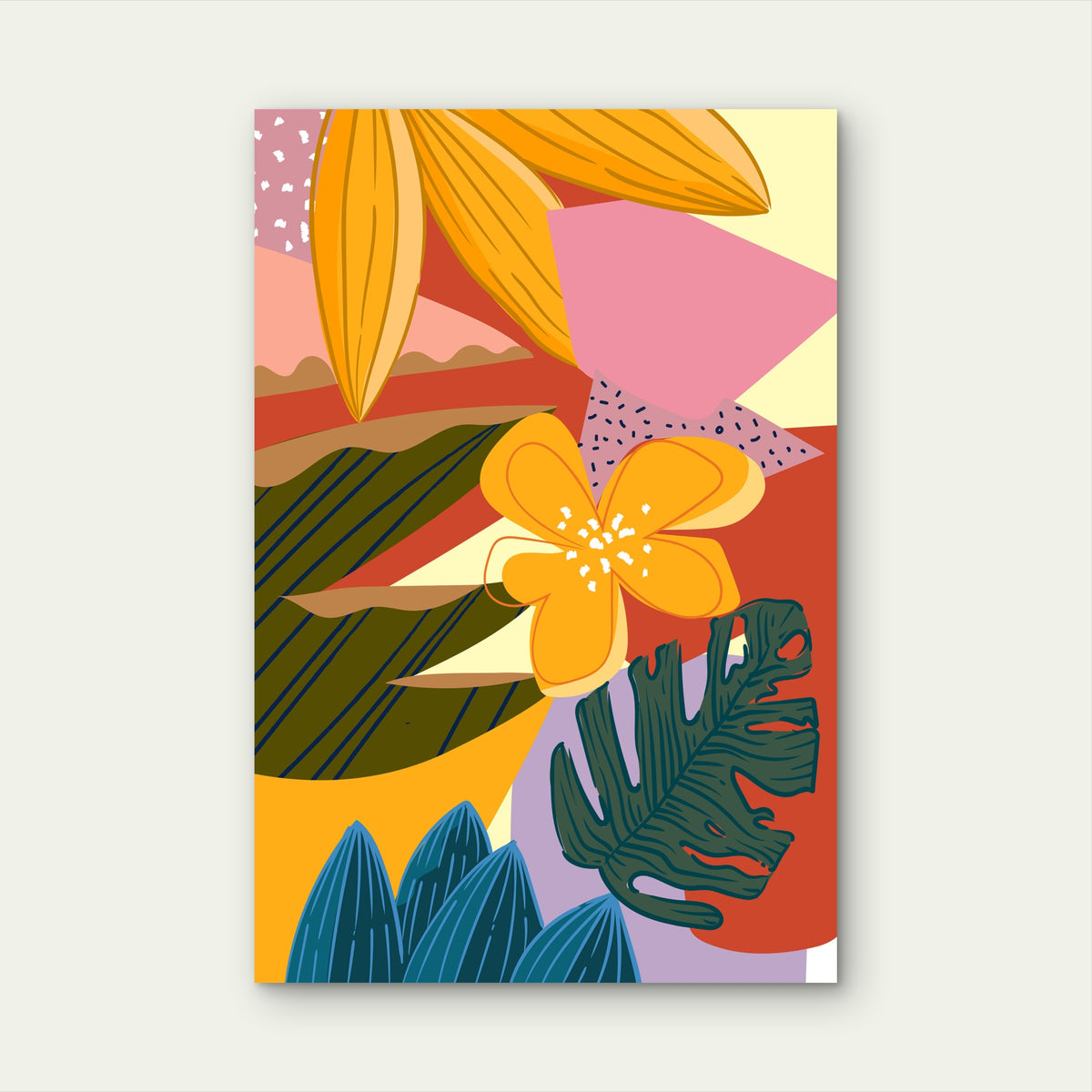 Aesthetic Abstract Plants and Flowers 60x90cm Metal Print Ready to Hang