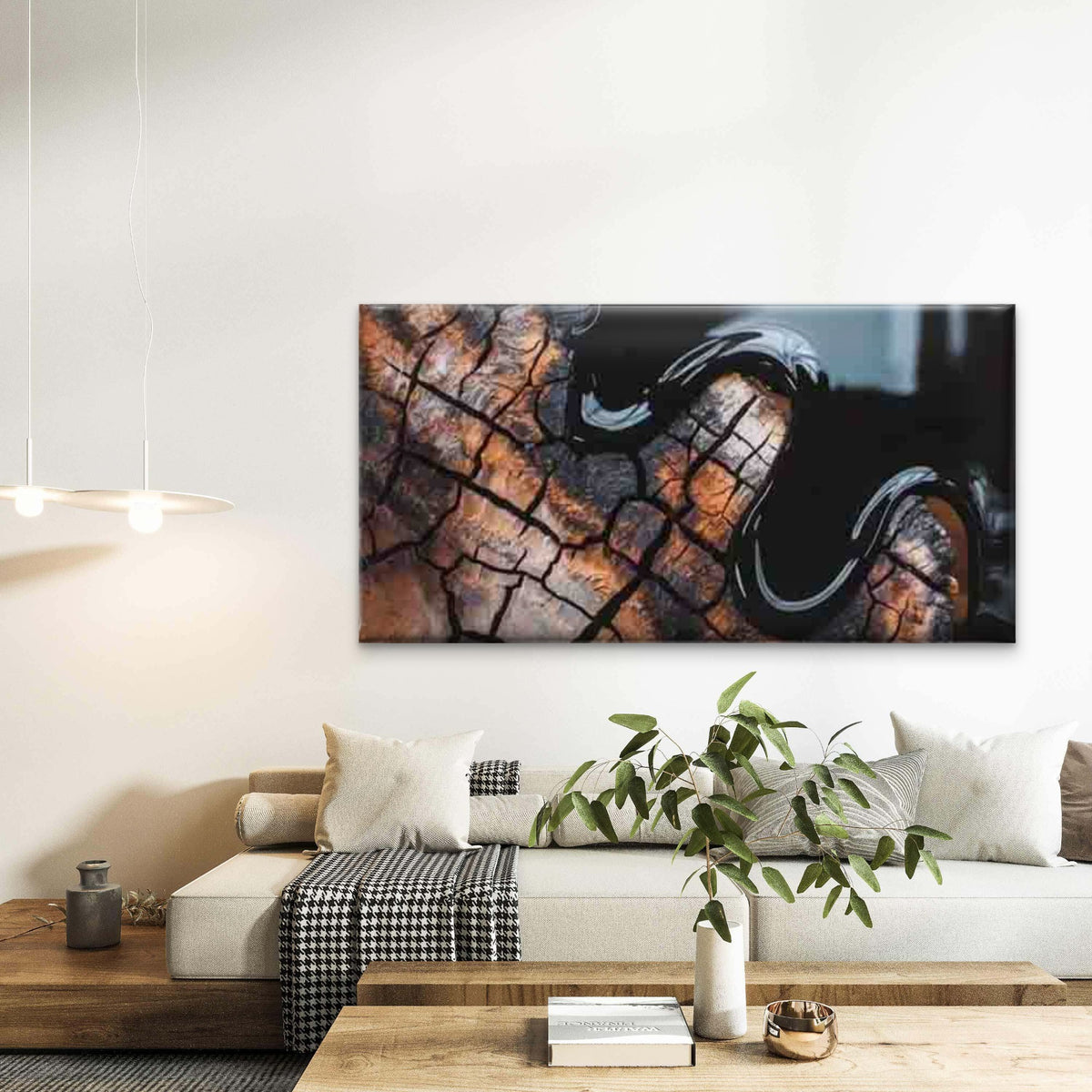 Cracked Earth Reflection Wall Art Canvas Office Home Room Framed 120x60cm