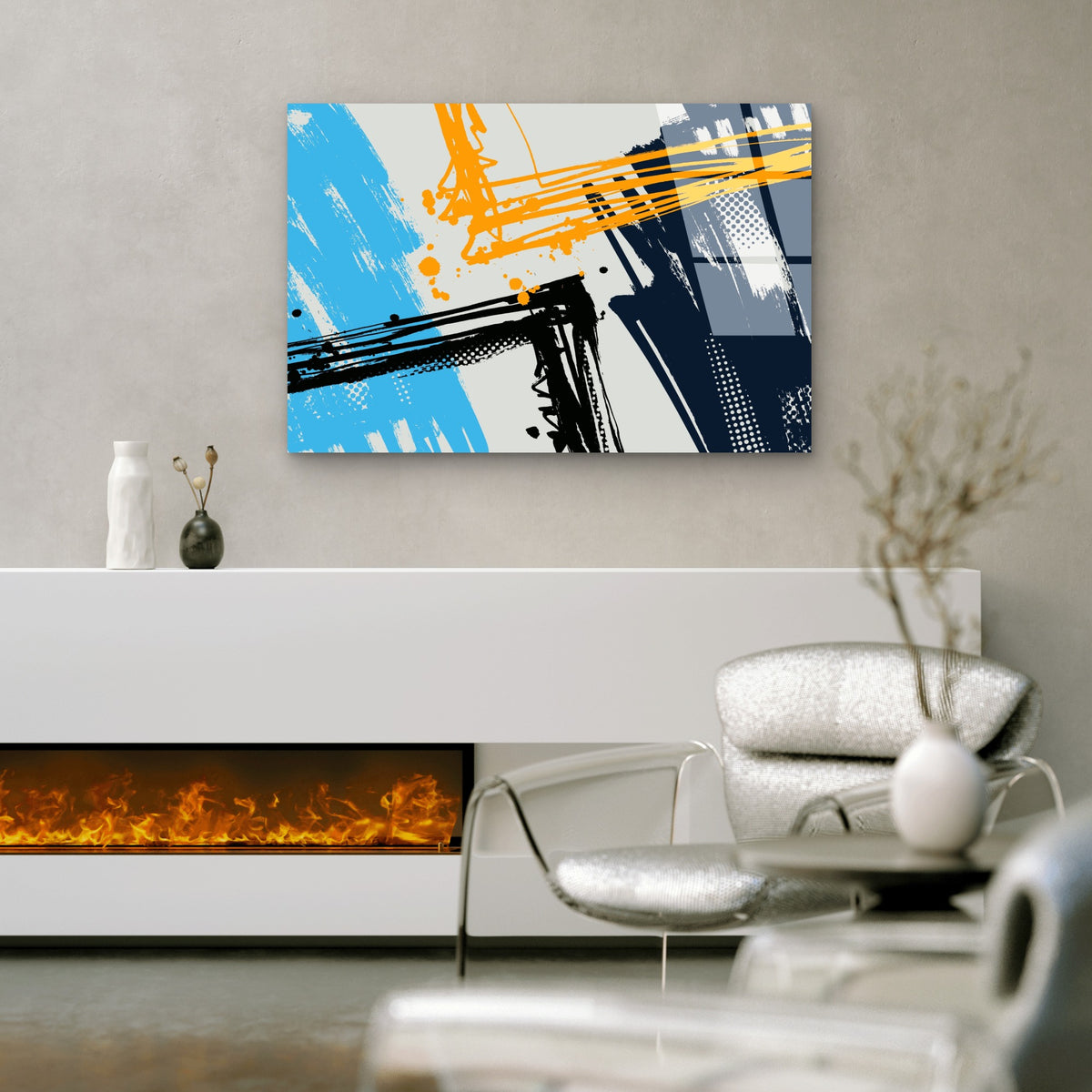 Modern Graffiti Splash Acrylic Glass Printing Wall Art Australian Made Quality