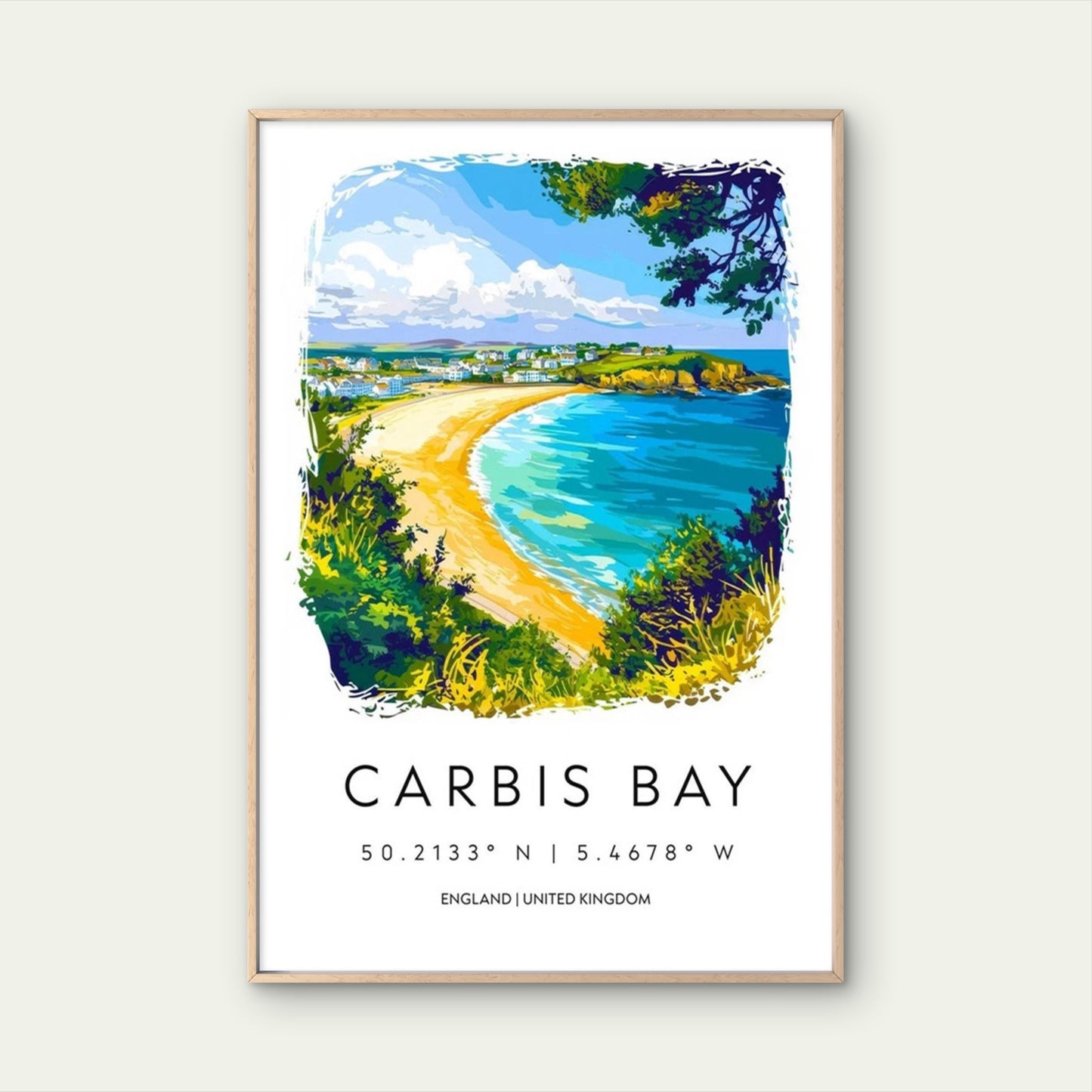 A Beautiful View Of Carbis Bay Travel Poster Print Wall Art