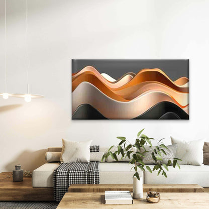 Abstract Wave Forms in Warm Wall Art Canvas Office Home Room Framed 120x60cm