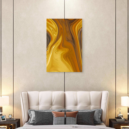 Swirling Patterns in Golden Hues Design 40x60cm Metal Print Ready to Hang