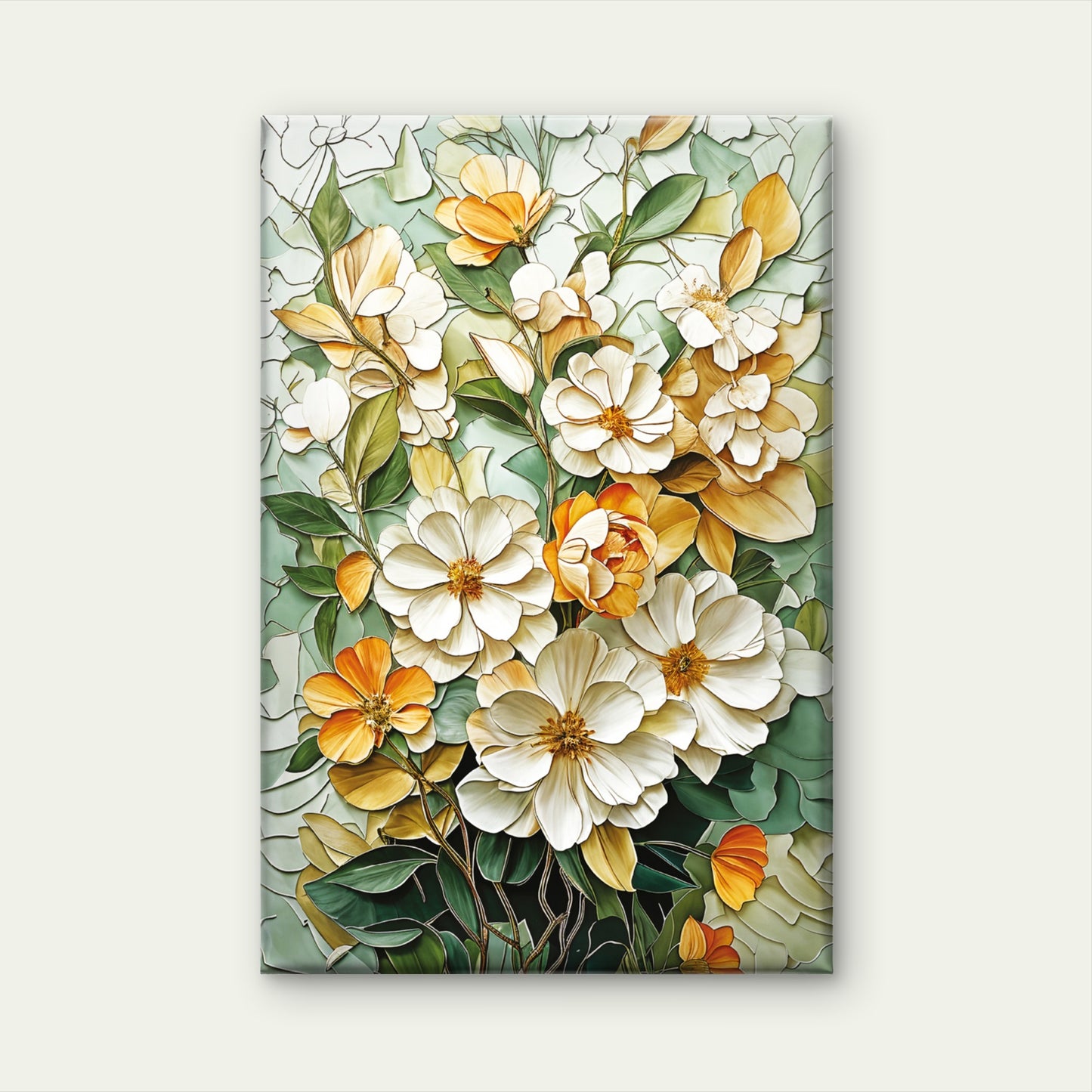Botanical White Flower Painting Wall Art Decor 100% Australian Made