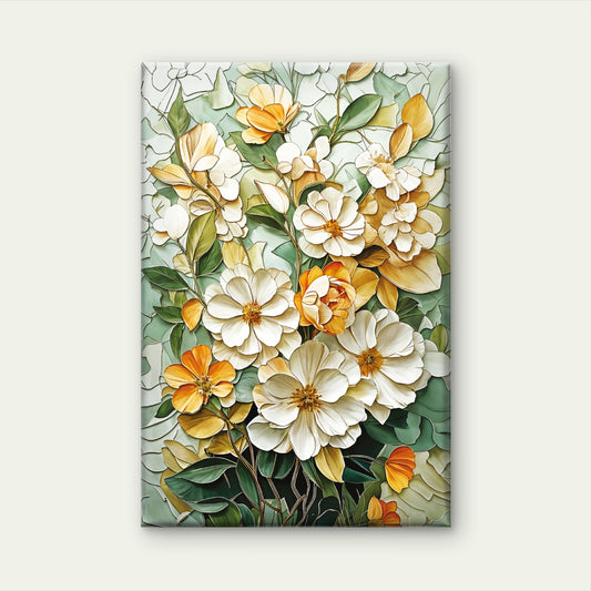 Botanical White Flower Painting Wall Art Decor 100% Australian Made