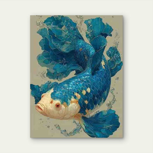 Blue White Siamese Fighting Fish Metal Print Ready to Hang