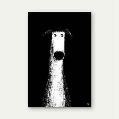 Long White Dog, 60x90cm Metal Print Ready to Hang