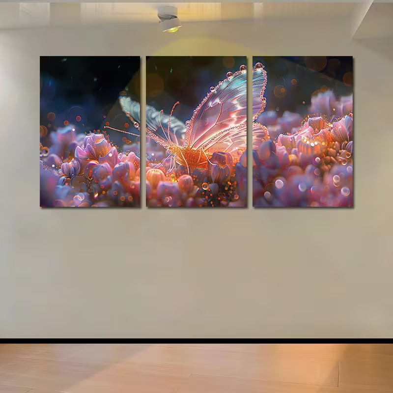 3pcs Luxurious Crystal Butterfly Wall Art Set Canvas Framed 60x90cm - High Quality Print 100% Australian Made Wall Canvas Ready to Hang