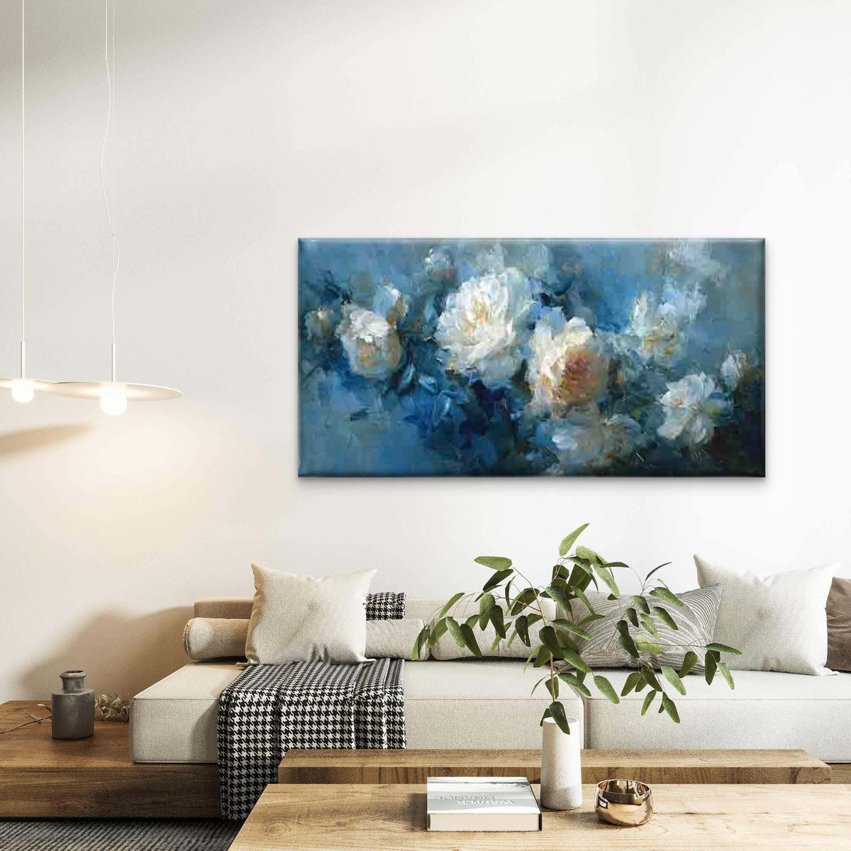 Blue Blossoms and Birds Wall Art Canvas Office Home Room Framed 120x60cm
