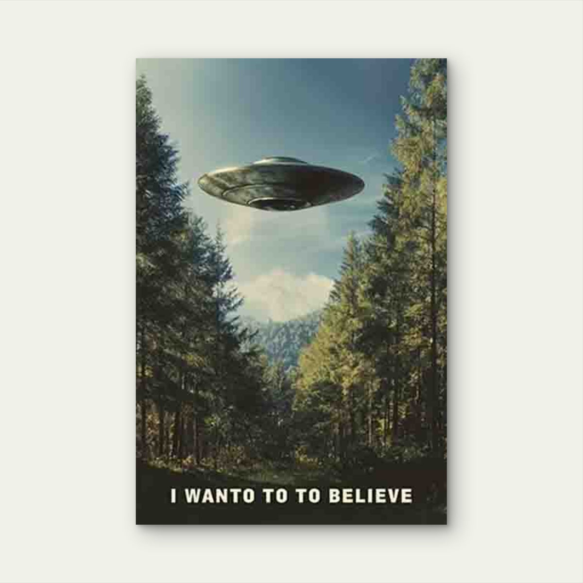 Alien UFO Flying Saucer Forest 60x90cm Metal Print Ready to Hang