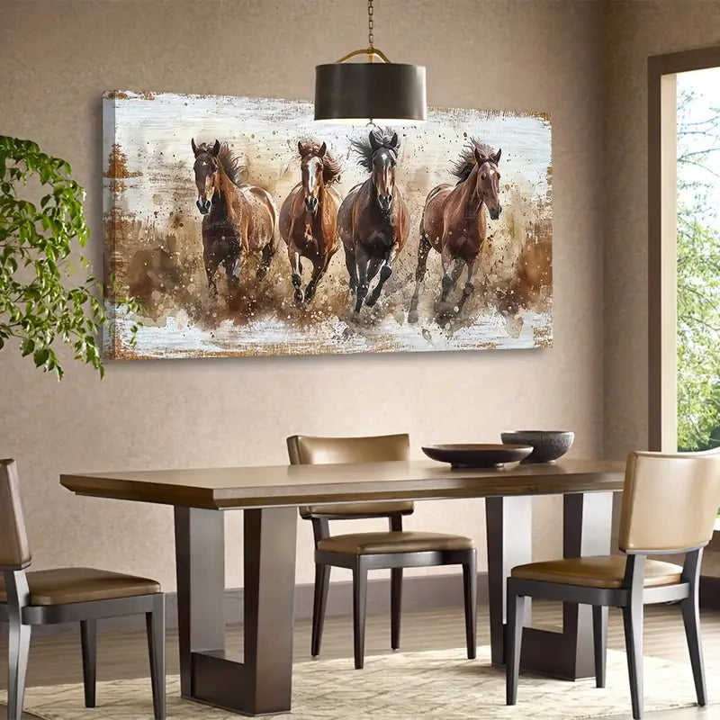 Brown Horse Pictures Animal Wall Art canvas office home room framed 120x60cm